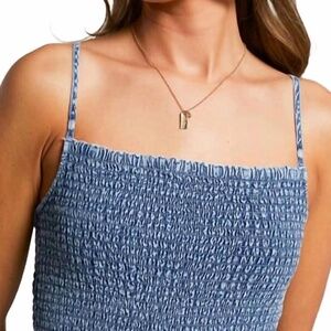 Z SUPPLY Bayside MIidi Smocked Dress Chambray Wash Large NWT